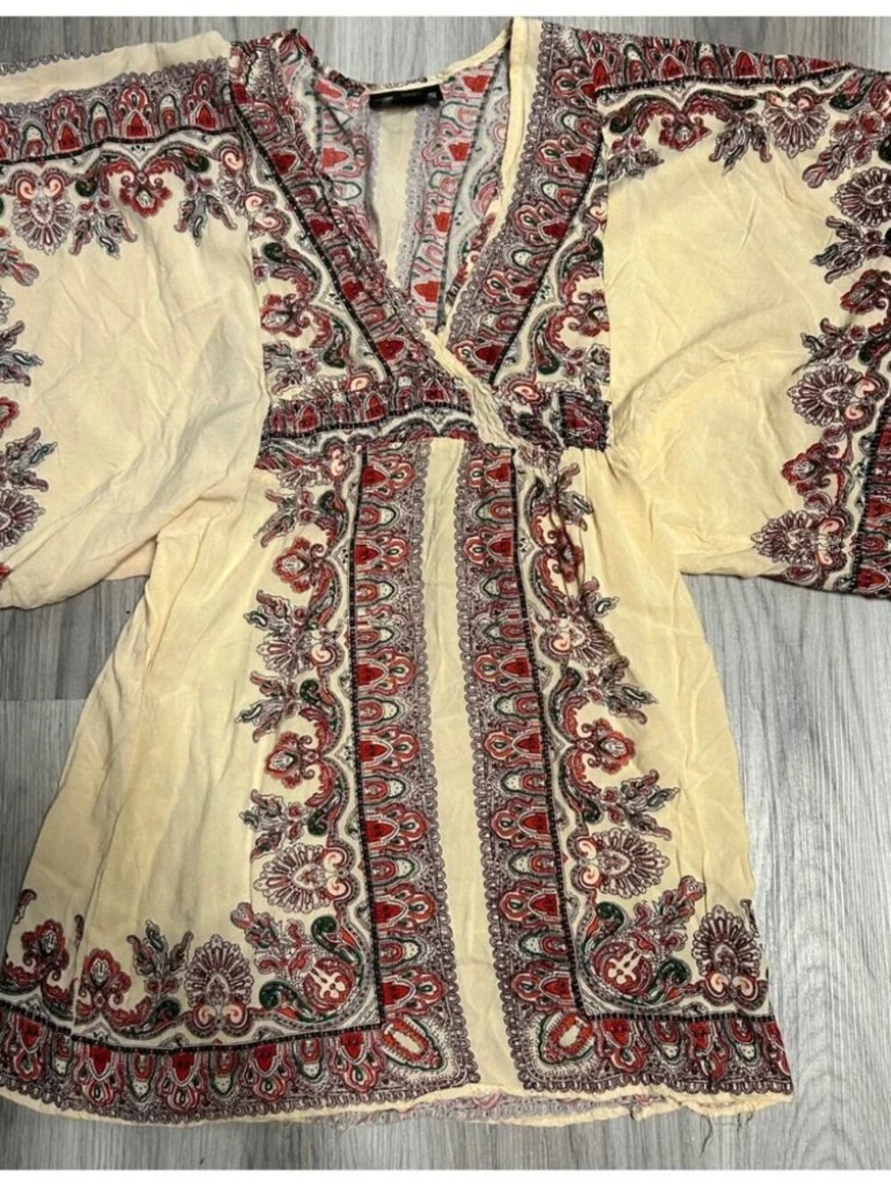 ISO. In search of this: Angie Boho Kimono Tunic Top Cream Paisley V-Neck Rayon